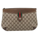 GUCCI GG Supreme Web Sherry Line Bag PVC Beige Gold 904 02 026 Auth 199125-13