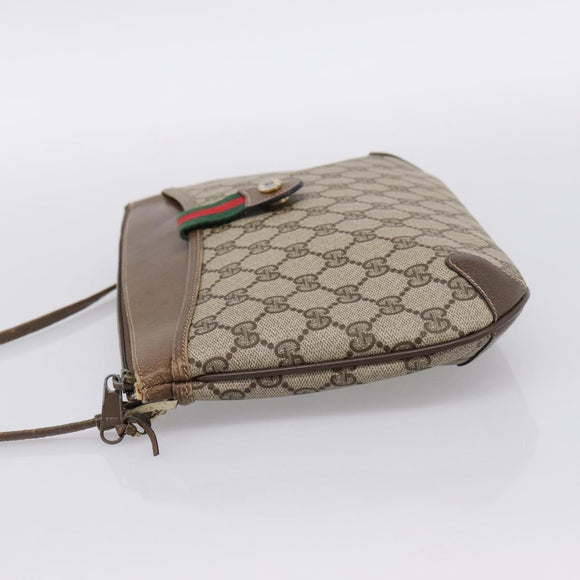 GUCCI GG Supreme Web Sherry Line Bag PVC Beige Gold 904 02 026 Auth 199125