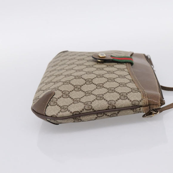 GUCCI GG Supreme Web Sherry Line Bag PVC Beige Gold 904 02 026 Auth 199125