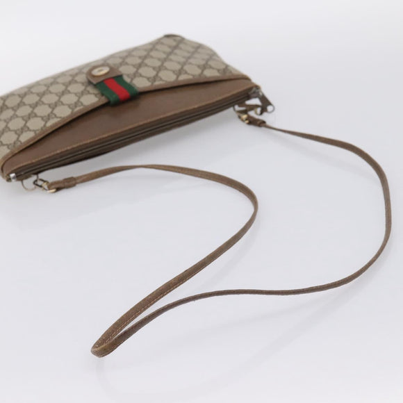GUCCI GG Supreme Web Sherry Line Bag PVC Beige Gold 904 02 026 Auth 199125