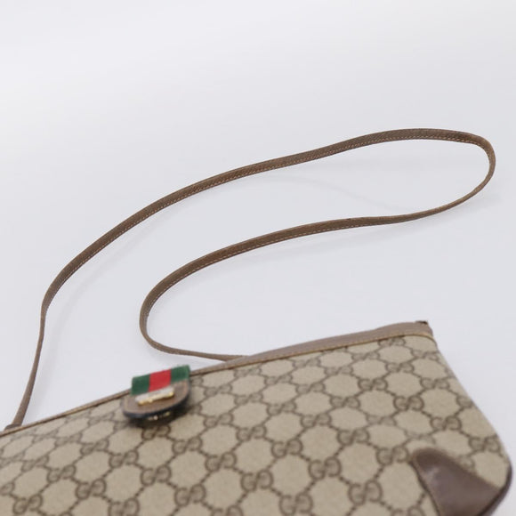 GUCCI GG Supreme Web Sherry Line Bag PVC Beige Gold 904 02 026 Auth 199125