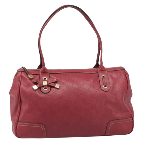 GUCCI GG Canvas Guccissima Princi Hand Bag Leather Red Gold 177052 Auth 199127A