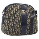 Christian Dior Trotter Canvas Shoulder Bag Navy Gold Auth 199128-1