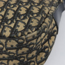 Christian Dior Trotter Canvas Shoulder Bag Navy Gold Auth 199128-10