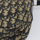 Christian Dior Trotter Canvas Shoulder Bag Navy Gold Auth 199128-16