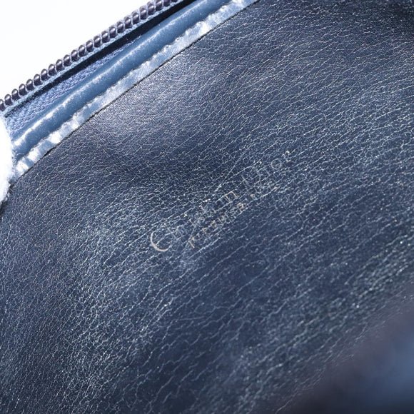 Christian Dior Trotter Canvas Shoulder Bag Navy Gold Auth 199128