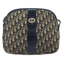 Christian Dior Trotter Canvas Shoulder Bag Navy Gold Auth 199128-13