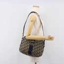 Christian Dior Trotter Canvas Shoulder Bag Navy Gold Auth 199128-22