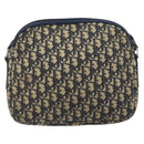 Christian Dior Trotter Canvas Shoulder Bag Navy Gold Auth 199128-2