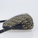 Christian Dior Trotter Canvas Shoulder Bag Navy Gold Auth 199128-4