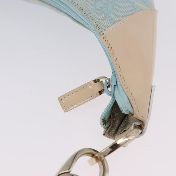 GUCCI GG Canvas Shoulder Bag Outlet Light Blue Gold 001 4158 Auth 199129V