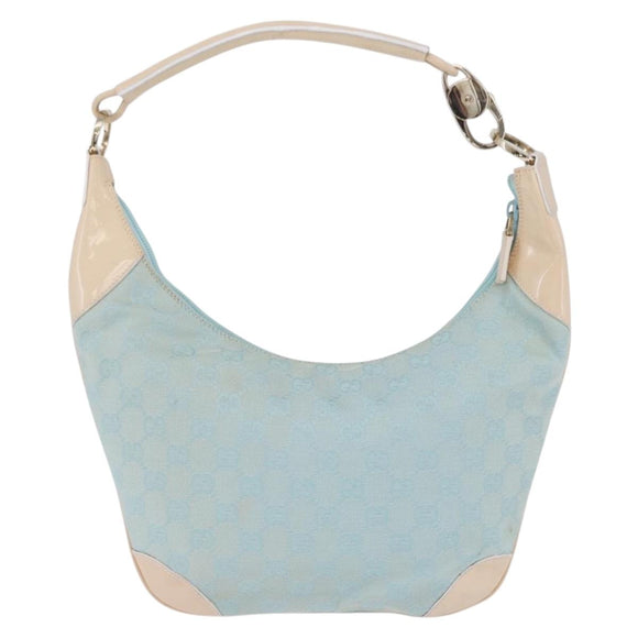 GUCCI GG Canvas Shoulder Bag Outlet Light Blue Gold 001 4158 Auth 199129V