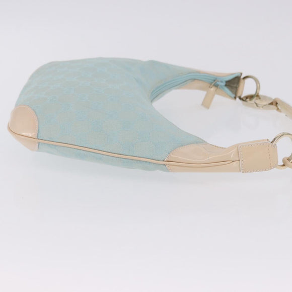 GUCCI GG Canvas Shoulder Bag Outlet Light Blue Gold 001 4158 Auth 199129V