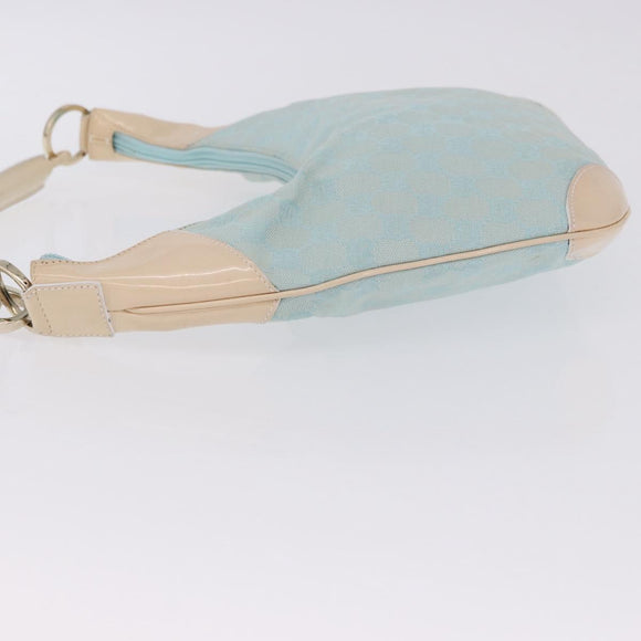 GUCCI GG Canvas Shoulder Bag Outlet Light Blue Gold 001 4158 Auth 199129V