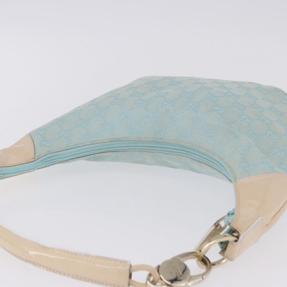 GUCCI GG Canvas Shoulder Bag Outlet Light Blue Gold 001 4158 Auth 199129V