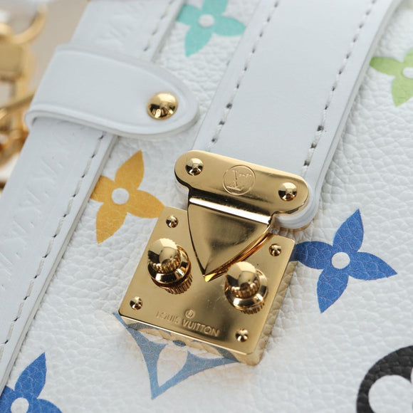 LOUIS VUITTON Monogram Multicolor Side Trunk MM Bag White M14046 Auth 199130SM