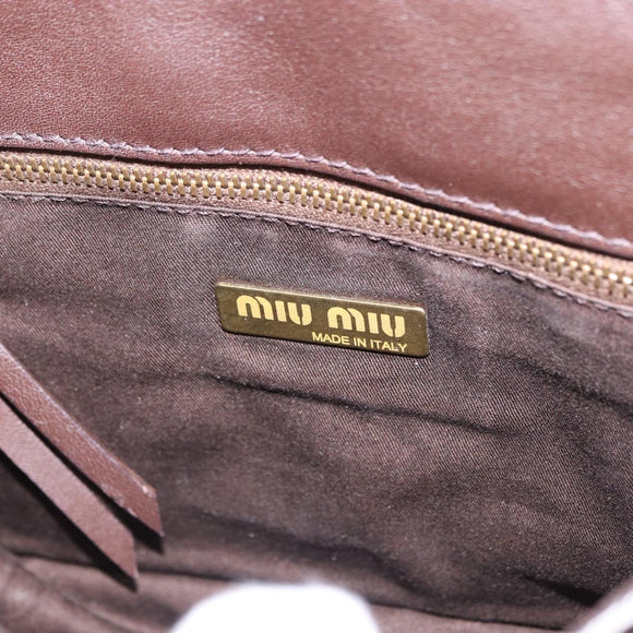 Miu Miu Hand Bag Wool Beige Gold Auth 199131V