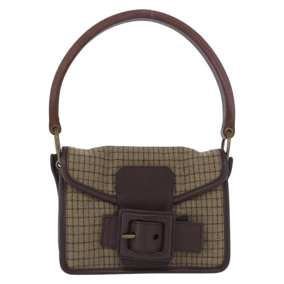 Miu Miu Hand Bag Wool Beige Gold Auth 199131V
