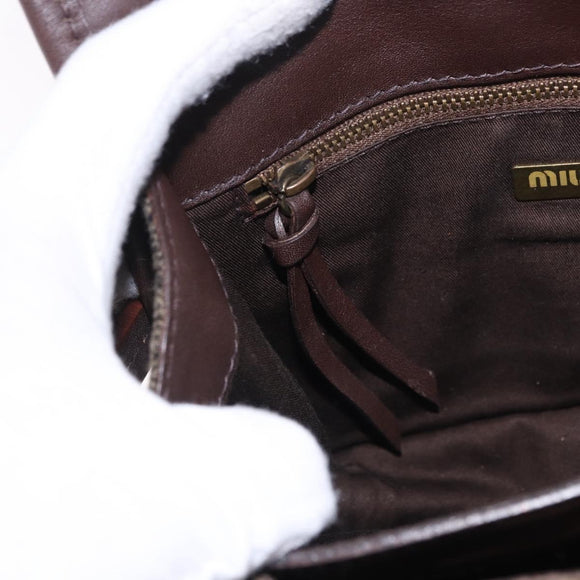 Miu Miu Hand Bag Wool Beige Gold Auth 199131V