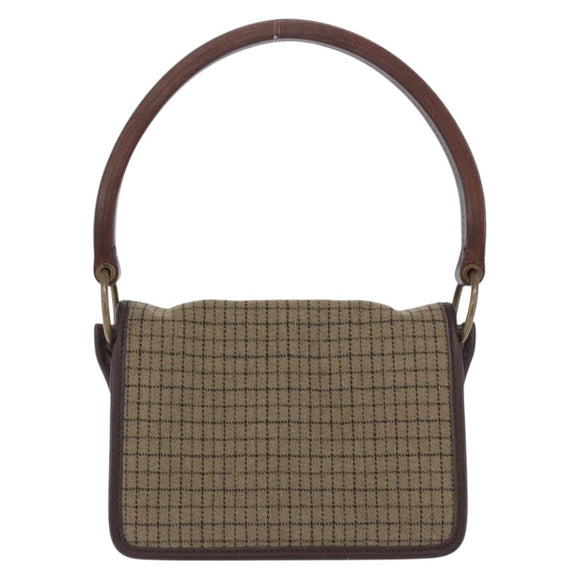 Miu Miu Hand Bag Wool Beige Gold Auth 199131V