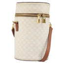 CELINE Macadam Canvas Shoulder Bag PVC Leather Ivory Gold Auth 199132A-1