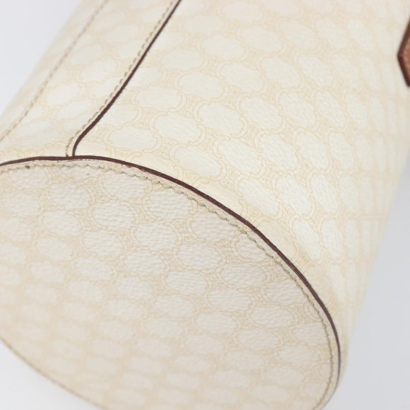 CELINE Macadam Canvas Shoulder Bag PVC Leather Ivory Gold Auth 199132A