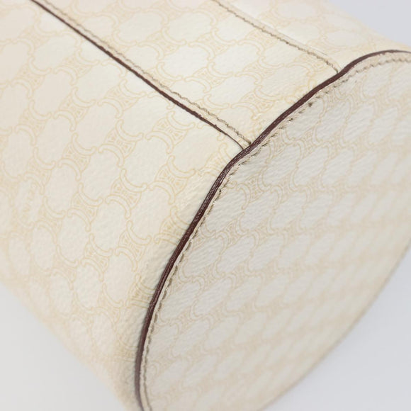 CELINE Macadam Canvas Shoulder Bag PVC Leather Ivory Gold Auth 199132A