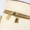 CELINE Macadam Canvas Shoulder Bag PVC Leather Ivory Gold Auth 199132A-17