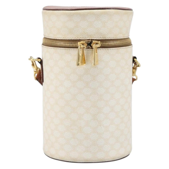 CELINE Macadam Canvas Shoulder Bag PVC Leather Ivory Gold Auth 199132A