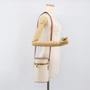 CELINE Macadam Canvas Shoulder Bag PVC Leather Ivory Gold Auth 199132A-22