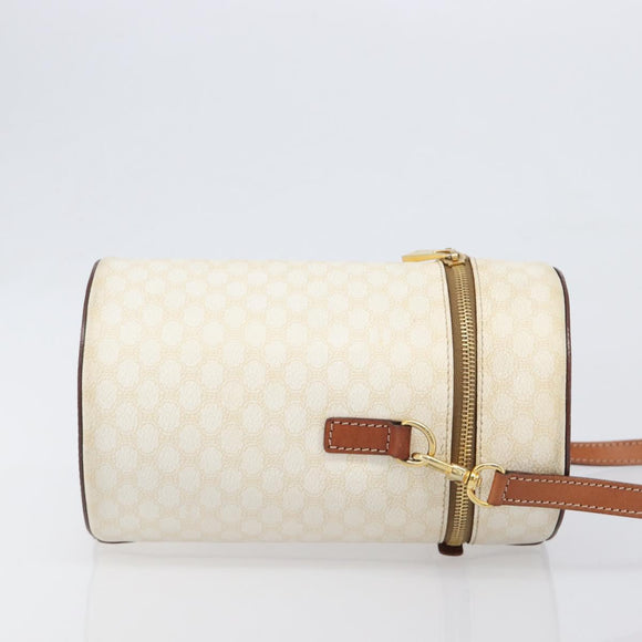 CELINE Macadam Canvas Shoulder Bag PVC Leather Ivory Gold Auth 199132A