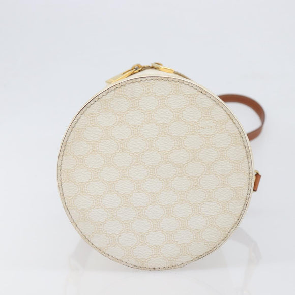 CELINE Macadam Canvas Shoulder Bag PVC Leather Ivory Gold Auth 199132A