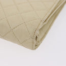 CHANEL Multi Case Matelasse Pouch Leather Ivory Gold CC Auth 199133-14
