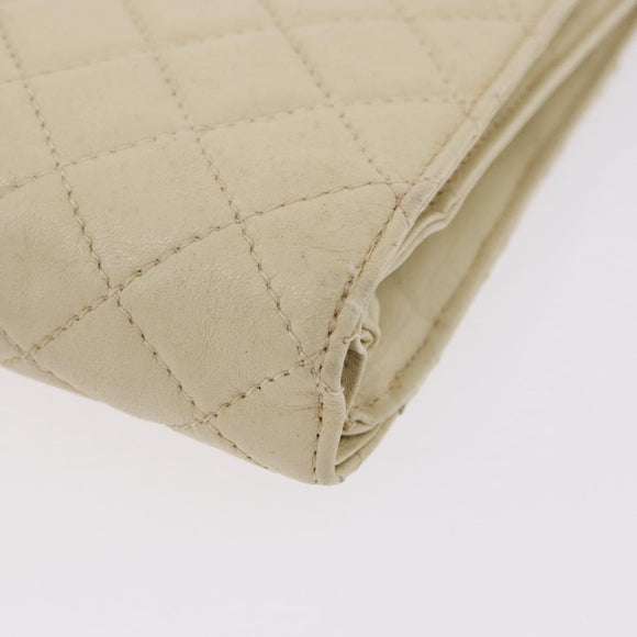 CHANEL Multi Case Matelasse Pouch Leather Ivory Gold CC Auth 199133