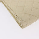 CHANEL Multi Case Matelasse Pouch Leather Ivory Gold CC Auth 199133-15