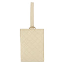 CHANEL Multi Case Matelasse Pouch Leather Ivory Gold CC Auth 199133-2