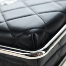 CHANEL Matelasse Hand Bag Lamb Skin 2way Black Silver CC Auth 199135SM-13