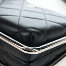 CHANEL Matelasse Hand Bag Lamb Skin 2way Black Silver CC Auth 199135SM-14