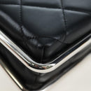 CHANEL Matelasse Hand Bag Lamb Skin 2way Black Silver CC Auth 199135SM-15