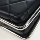 CHANEL Matelasse Hand Bag Lamb Skin 2way Black Silver CC Auth 199135SM-16