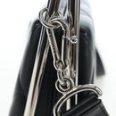 CHANEL Matelasse Hand Bag Lamb Skin 2way Black Silver CC Auth 199135SM-17
