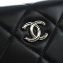 CHANEL Matelasse Hand Bag Lamb Skin 2way Black Silver CC Auth 199135SM-18