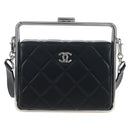 CHANEL Matelasse Hand Bag Lamb Skin 2way Black Silver CC Auth 199135SM-2