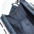 CHANEL Matelasse Hand Bag Lamb Skin 2way Black Silver CC Auth 199135SM-22