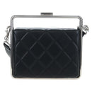 CHANEL Matelasse Hand Bag Lamb Skin 2way Black Silver CC Auth 199135SM-3