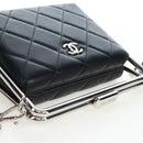 CHANEL Matelasse Hand Bag Lamb Skin 2way Black Silver CC Auth 199135SM-6