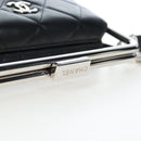 CHANEL Matelasse Hand Bag Lamb Skin 2way Black Silver CC Auth 199135SM-7