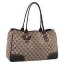 GUCCI GG Canvas Web Sherry Line Princi Tote Bag Beige Gold 163805 Auth 199136V-1