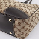 GUCCI GG Canvas Web Sherry Line Princi Tote Bag Beige Gold 163805 Auth 199136V-12