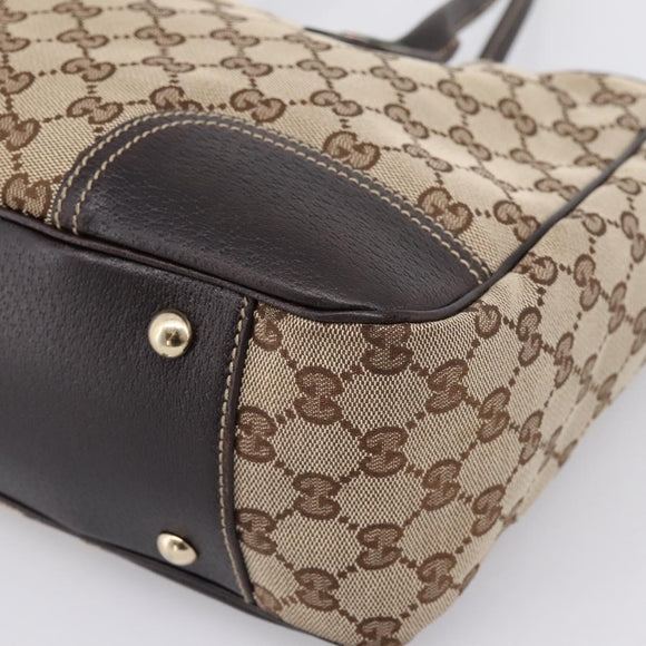 GUCCI GG Canvas Web Sherry Line Princi Tote Bag Beige Gold 163805 Auth 199136V